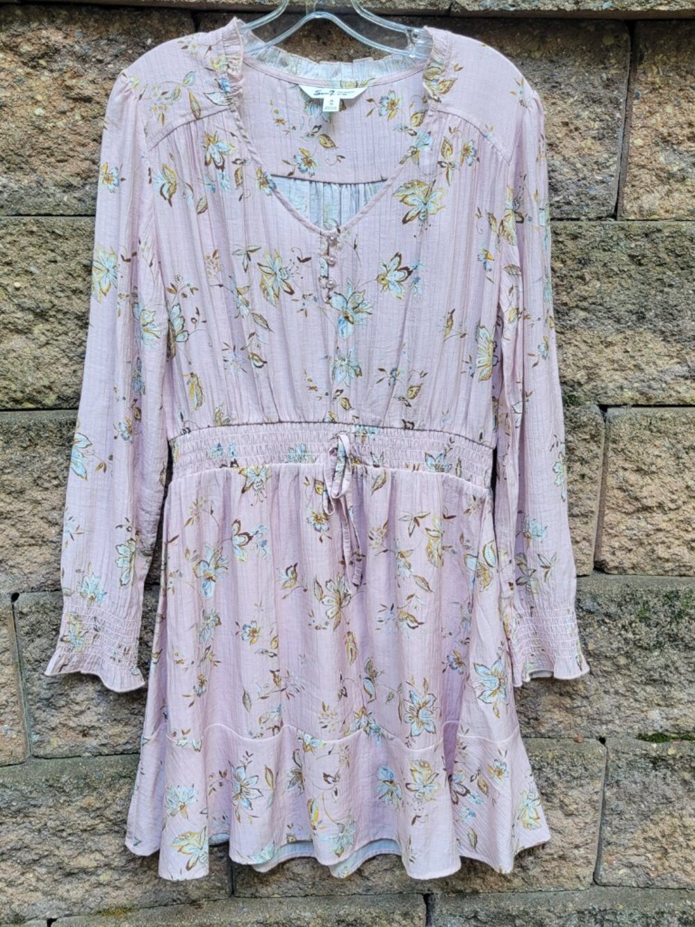 Seven7 Smocked Waist Floral Blouson Ruffle Mini Dress